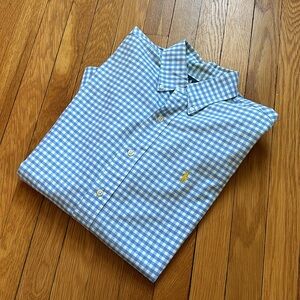 Men’s Like New Polo RL Light Blue Gingham Button Down
